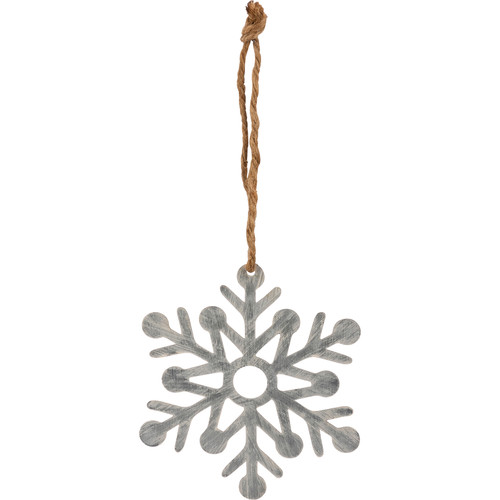 Hanging Metal Christmas Ornament - Snowflake Desgn With Jute String 5 Inch from Primitives by Kathy