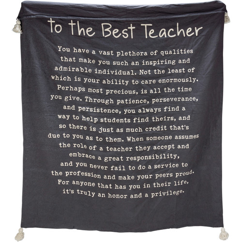 Decorative Cotton Throw Blanket - To The Best Teacher Sentiments 50x60 from Primitives by Kathy