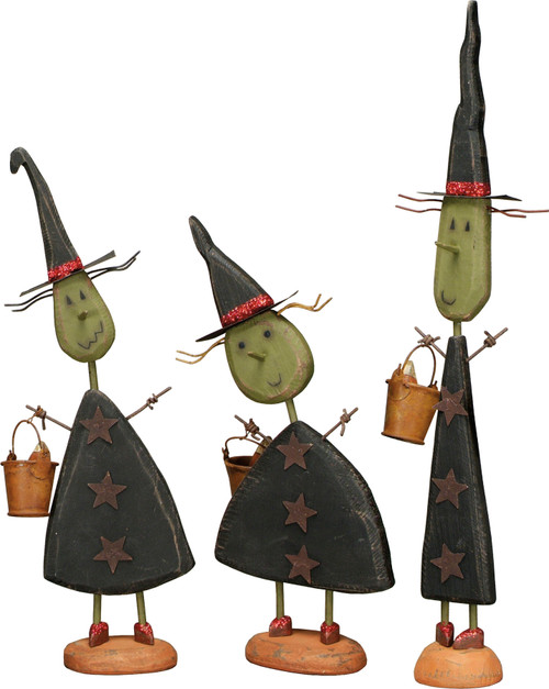 Three Standing Witches Figurine Set by Artist Dan DiPaolo from Primitives by Kathy