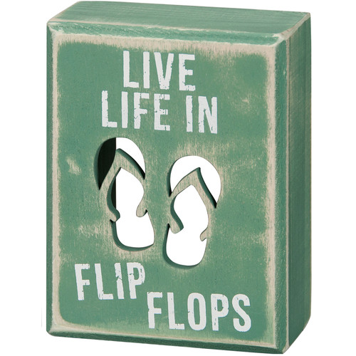 Live Life In Flip Flops Decorative Wooden Box Sign 4x3 from Primitives by Kathy