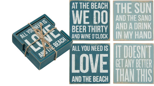 Beach Lover Aborbent Stone Drink Coaster Set of 4 from Primitives by Kathy