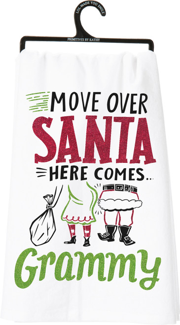 Move Over Santa Here Comes Grammy Cotton Dish Towel 28x28 from Primitives by Kathy
