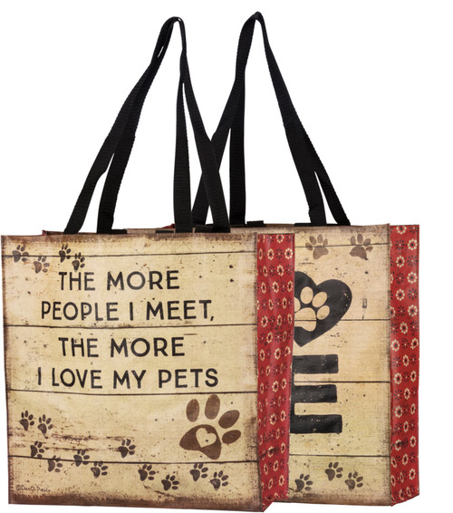 The More People I Meet The More I Love My Pets Double Sided Market Tote Bag from Primitives by Kathy