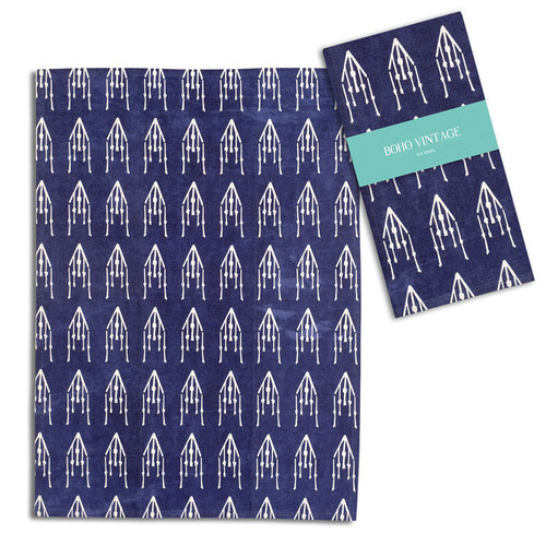 Blue & White Geometric Design Cotton Kitchen Dish Tea Towel 20x28 from CTW Home Collection