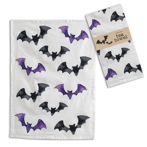 Black and Purple Bats Cotton Kitchen Dish Tea Towel 20x28 from CTW Home Collection