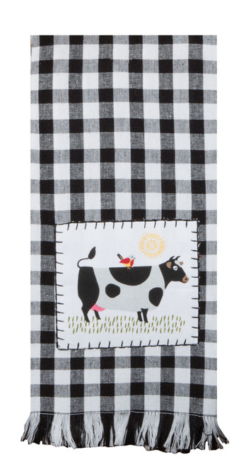 Buffalo Check Design Farm Charm Cow Cotton Tea Towel 18x28 from Kay Dee Designs