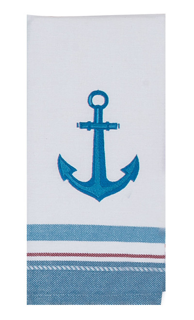 Anchor Design Embroidered Cotton Tea Towel 18x28 from Kay Dee Designs