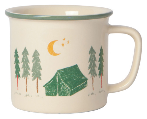 Stoneware Coffee Mug - Out and About - 14 Oz - Starry Moon & Tent Design by Danica Jubilee from Now Designs