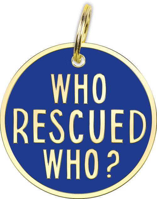 Who Rescued Who Hard Enamel Dog Collar Pet Charm from Primitives by Kathy