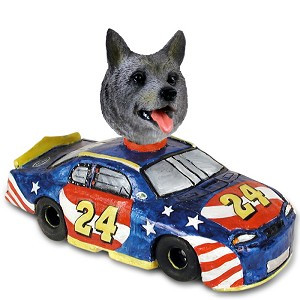 Norwegian Elkhound Race Car Doogie Collectible Dog Figurine