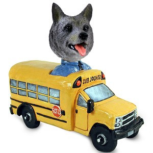 Norwegian Elkhound School Bus Doogie Collectible Dog Figurine