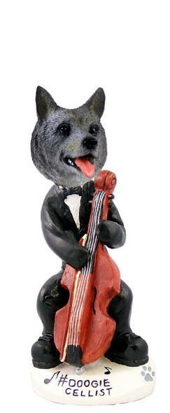 Norwegian Elkhound Cellist Doogie Collectible Dog Figurine