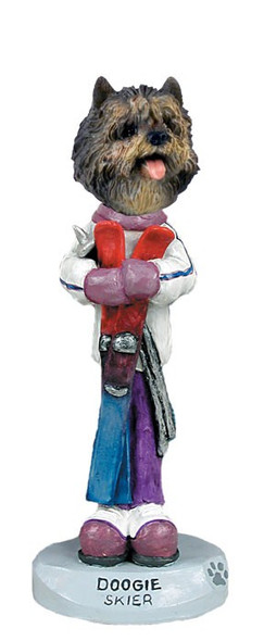 Brindle Cairn Terrier Skier Doogie Collectible Dog Figurine