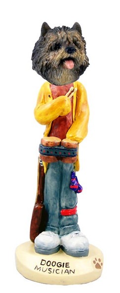 Brindle Cairn Terrier Musician Doogie Collectible Dog Figurine