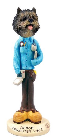 Brindle Cairn Terrier Computer Whiz Doogie Collectible Dog Figurine