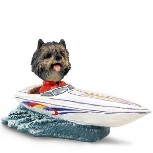 Brindle Cairn Terrier Motorboat Doogie Collectible Dog Figurine