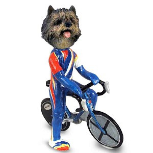 Brindle Cairn Terrier Bicycle Doogie Collectible Dog Figurine