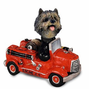 Brindle Cairn Terrier Fire Engine Doogie Collectible Dog Figurine