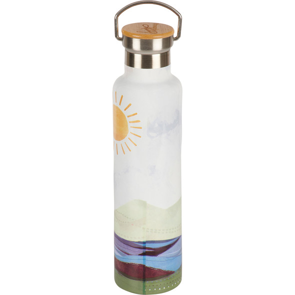 Stainless Steel Insulated Water Bottle Travel Thermos - Let The Light Pour In - Mountain Sun 25 Oz from Primitives by Kathy