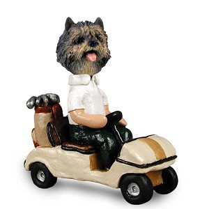 Brindle Cairn Terrier Golf Cart Doogie Collectible Dog Figurine