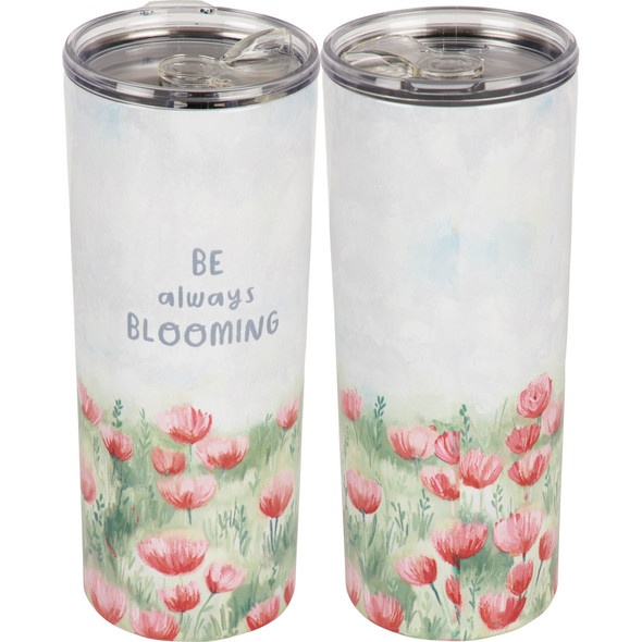 Stainless Steel Coffee Tumbler Thermos - Be Always Blooming - Red Flower Field 20 Oz from Primitives by Kathy