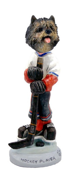 Brindle Cairn Terrier Hockey Player Doogie Collectible Dog Figurine