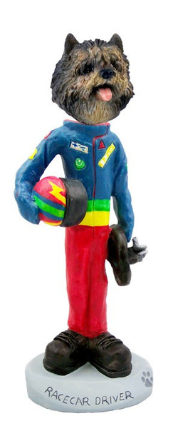 Brindle Cairn Terrier Racecar Driver Doogie Collectible Dog Figurine