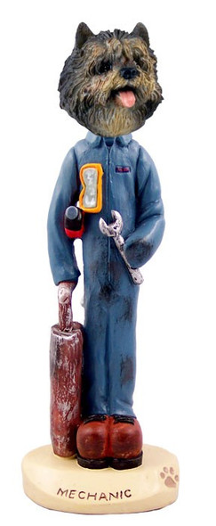 Brindle Cairn Terrier Mechanic Doogie Collectible Dog Figurine