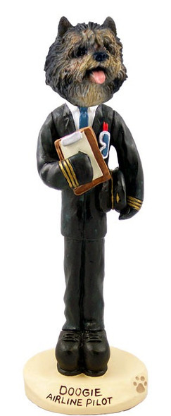 Brindle Cairn Terrier Airline Pilot Doogie Collectible Dog Figurine