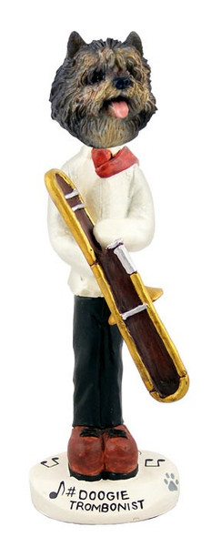 Brindle Cairn Terrier Trombonist Doogie Collectible Dog Figurine