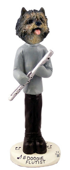 Brindle Cairn Terrier Flutist Doogie Collectible Dog Figurine