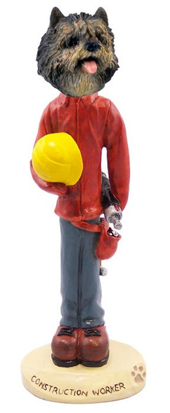 Brindle Cairn Terrier Construction Worker Doogie Collectible Dog Figurine