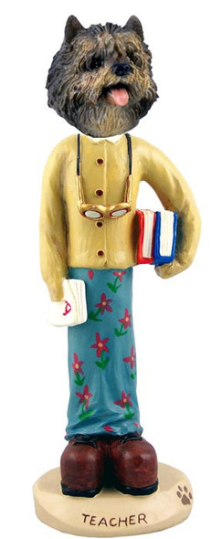 Brindle Cairn Terrier Female Teacher Doogie Collectible Dog Figurine