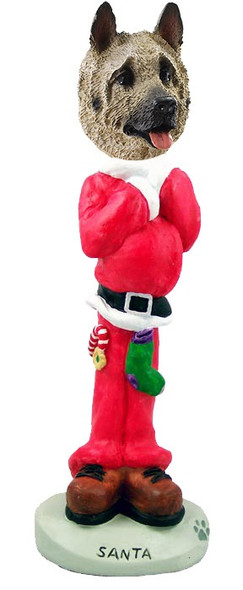 Fawn Akita Santa Doogie Collectible Dog Figurine