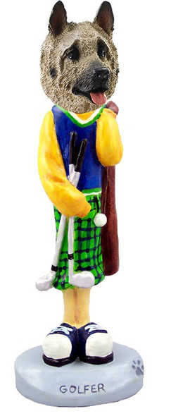 Fawn Akita Golf Doogie Collectible Dog Figurine
