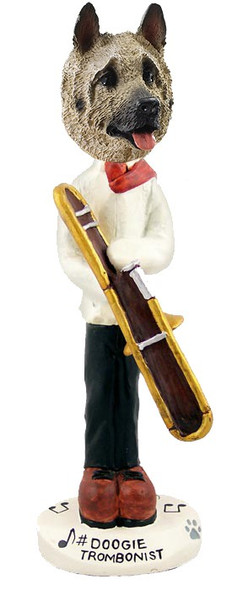 Fawn Akita Trombonist Doogie Collectible Dog Figurine
