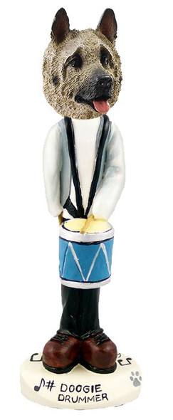 Fawn Akita Drummer Doogie Collectible Dog Figurine
