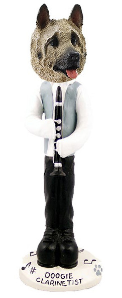 Fawn Akita Clarinetist Doogie Collectible Dog Figurine