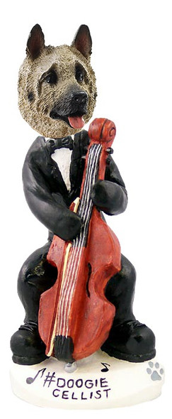 Fawn Akita Cellist Doogie Collectible Dog Figurine