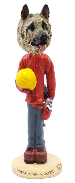 Fawn Akita Construction Worker Doogie Collectible Dog Figurine