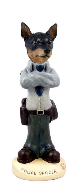 Tan & Black Miniature Pinscher Police Doogie Collectible Dog Figurine