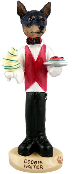 Tan & Black Miniature Pinscher Waiter Doogie Collectible Dog Figurine