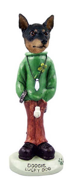 Tan & Black Miniature Pinscher Lucky Doogie Collectible Dog Figurine