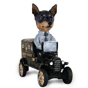 Tan & Black Miniature Pinscher Paddy Wagon Doogie Collectible Dog Figurine