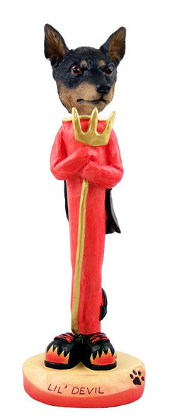 Tan & Black Miniature Pinscher Lil Devil Doogie Collectible Dog Figurine
