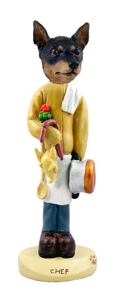 Tan & Black Miniature Pinscher Chef Doogie Collectible Dog Figurine