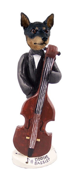 Tan & Black Miniature Pinscher Bassist Doogie Collectible Dog Figurine
