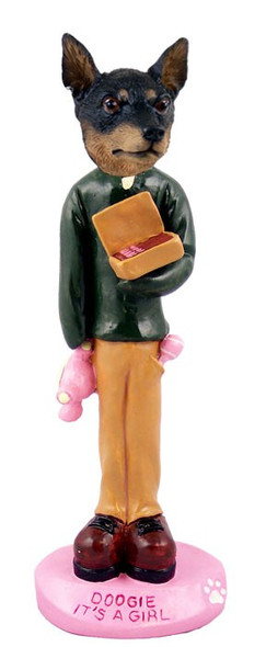 Tan & Black Miniature Pinscher It's a Girl Doogie Collectible Dog Figurine