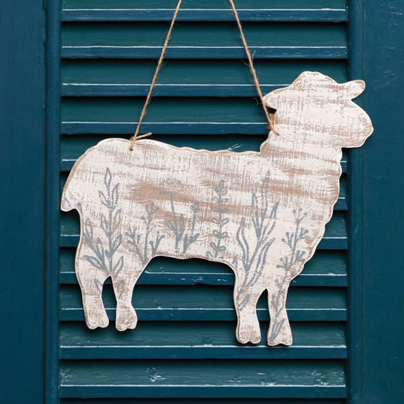 Floral Sheep Decorative Rustic Farmhouse Hanging Decor 11.5 Inch from Primitives by Kathy