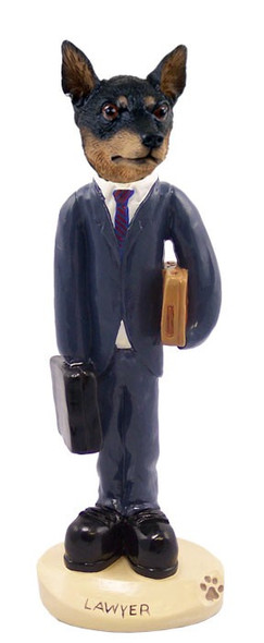 Tan & Black Miniature Pinscher Lawyer Doogie Collectible Dog Figurine